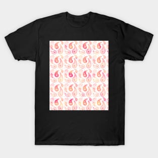 Coral pink orange paisley watercolor pattern T-Shirt